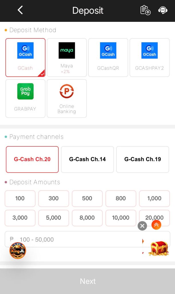 Choose the deposit method as GCash